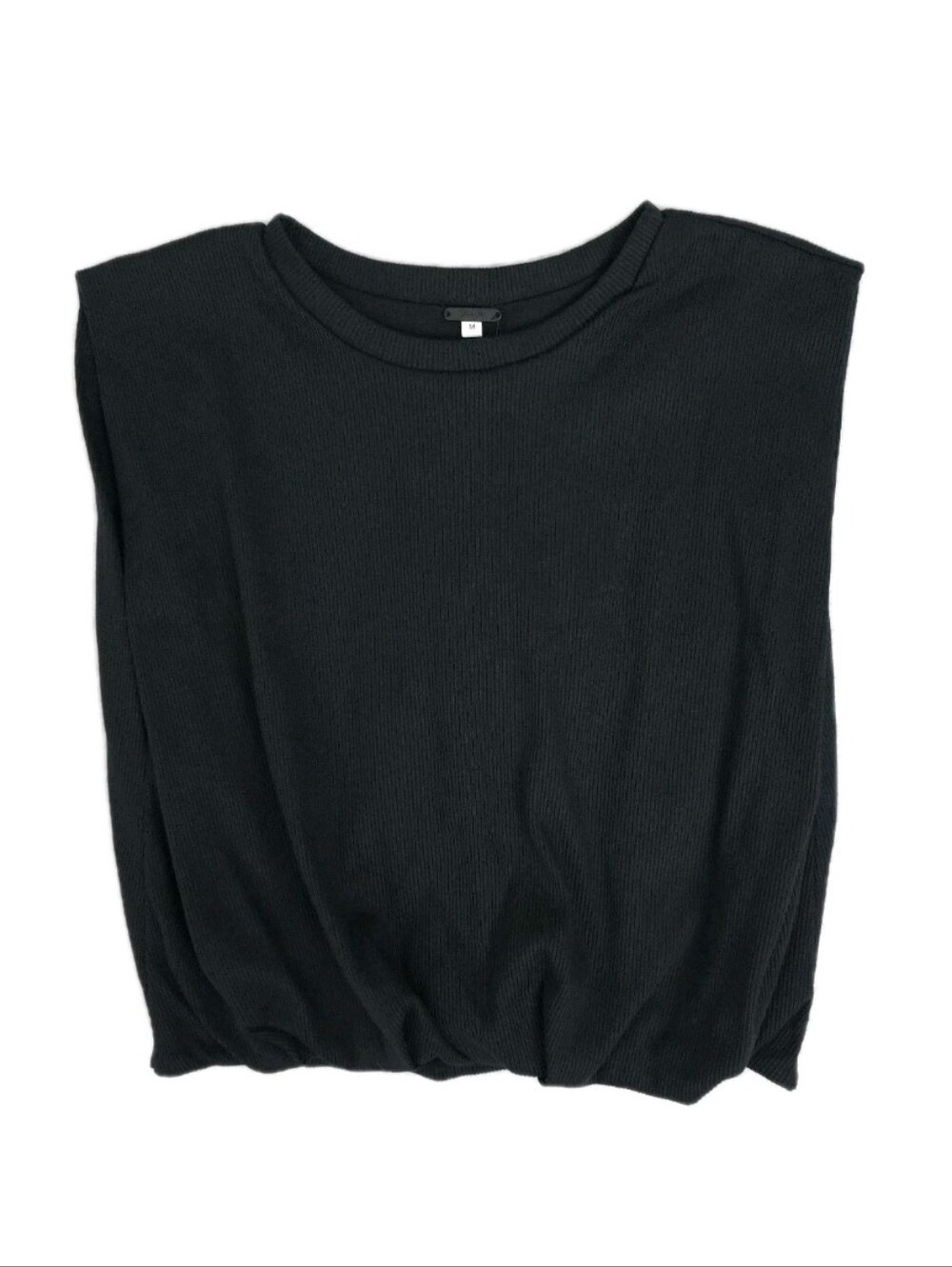 Johanna Ortiz Top Womens Medium Crop Tank Black Muraya Muscle Tee Shirt Ribbed
